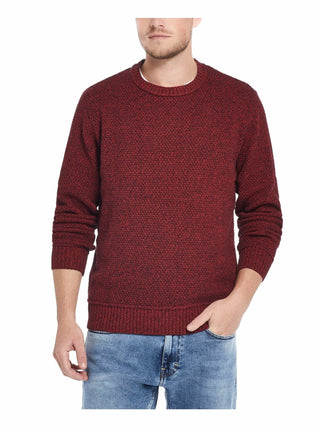 Suéter masculino de malha sólida à prova de intempéries, tamanho extra grande, vermelho