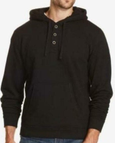 Moletom com capuz Henley texturizado vintage masculino à prova de intempéries, preto, tamanho pequeno