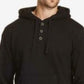 Moletom com capuz Henley texturizado vintage masculino à prova de intempéries, preto, tamanho pequeno