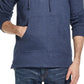 Moletom com capuz Henley texturizado vintage masculino à prova de intempéries, tamanho médio, marinho