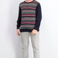 Suéter masculino Fair Isle à prova de intempéries, azul-marinho, tamanho 2, extra grande