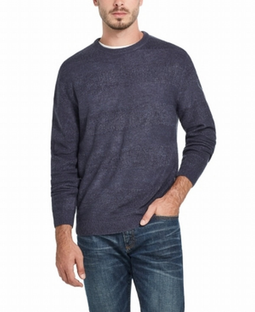 Suéter listrado masculino vintage à prova de intempéries, toque suave, azul, tamanho GG