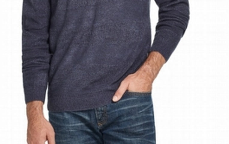 Suéter listrado masculino vintage à prova de intempéries, toque suave, azul, tamanho GG