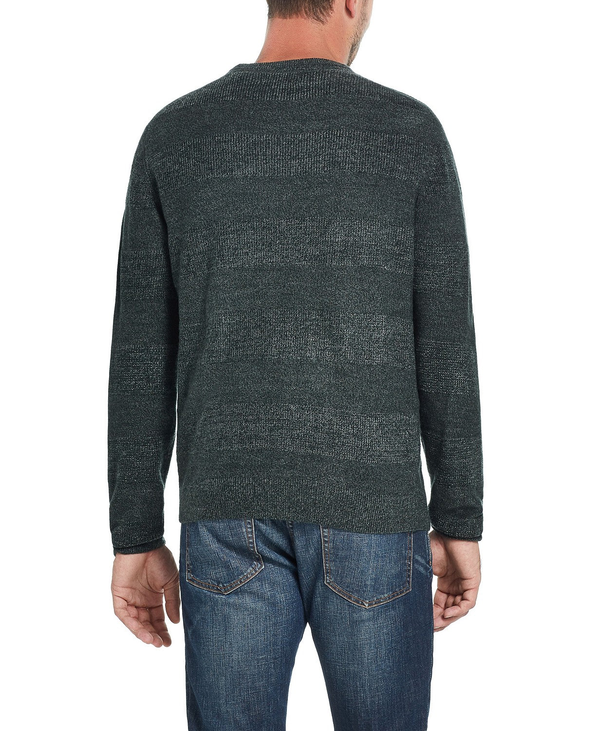 Suéter masculino com gola redonda listrada e toque suave, à prova de intempéries, verde, tamanho 3 extra grande