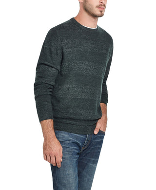 Suéter masculino com gola redonda listrada e toque suave, à prova de intempéries, verde, tamanho 3 extra grande