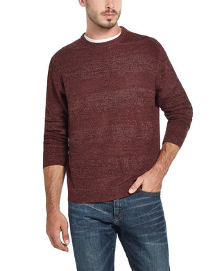 Suéter masculino à prova de intempéries com listras de toque suave e gola redonda, vinho, tamanho 3 extra grande