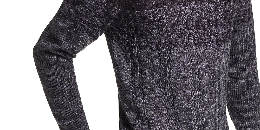 Suéter masculino vintage ombré com zíper de um quarto, à prova de intempéries, tamanho médio, azul-marinho