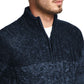 Suéter masculino vintage à prova de intempéries com zíper de um quarto, azul marinho, tamanho XXX-G