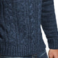 Suéter masculino vintage à prova de intempéries com zíper de um quarto, azul marinho, tamanho XXX-G
