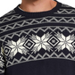 Suéter masculino vintage à prova de intempéries com estampa de floco de neve, tamanho grande, marinho