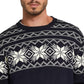 Suéter masculino vintage à prova de intempéries com estampa de floco de neve, azul marinho, tamanho XXX grande