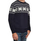 Suéter masculino vintage à prova de intempéries com estampa de floco de neve, tamanho azul marinho, extra grande