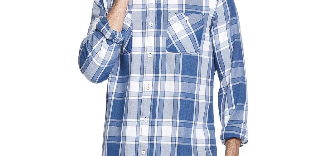 Camisa xadrez masculina vintage índigo azul à prova de intempéries tamanho XXG