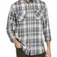 Camisa xadrez masculina vintage índigo azul à prova de intempéries, cinza, tamanho médio