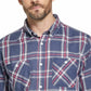 Camisa masculina vintage à prova de intempéries com botões frontais de flanela xadrez azul-marinho tamanho médio