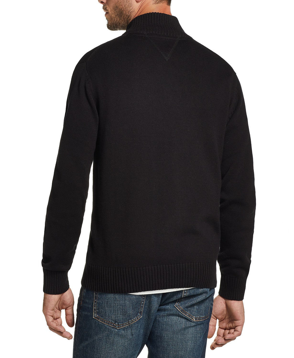 Suéter masculino impermeável com zíper de um quarto em floco de neve, preto, tamanho pequeno