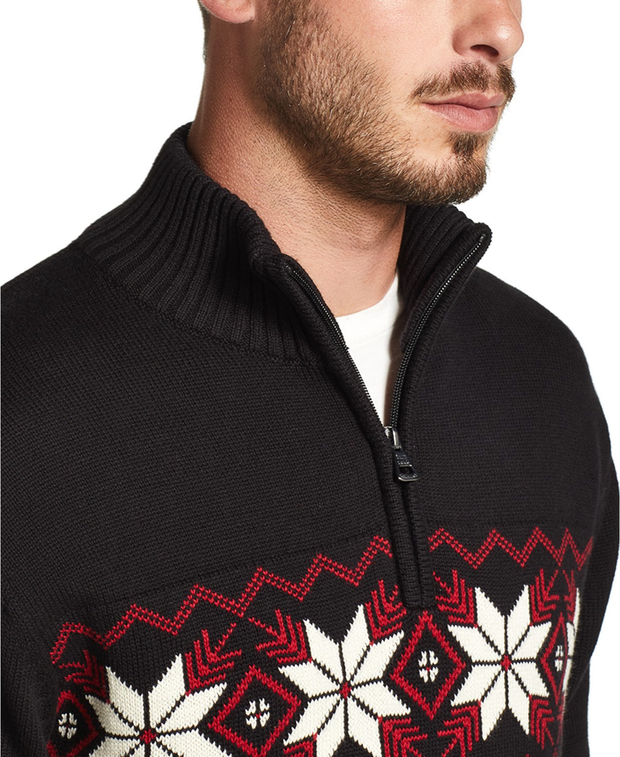 Suéter masculino impermeável com zíper de um quarto em floco de neve, preto, tamanho pequeno