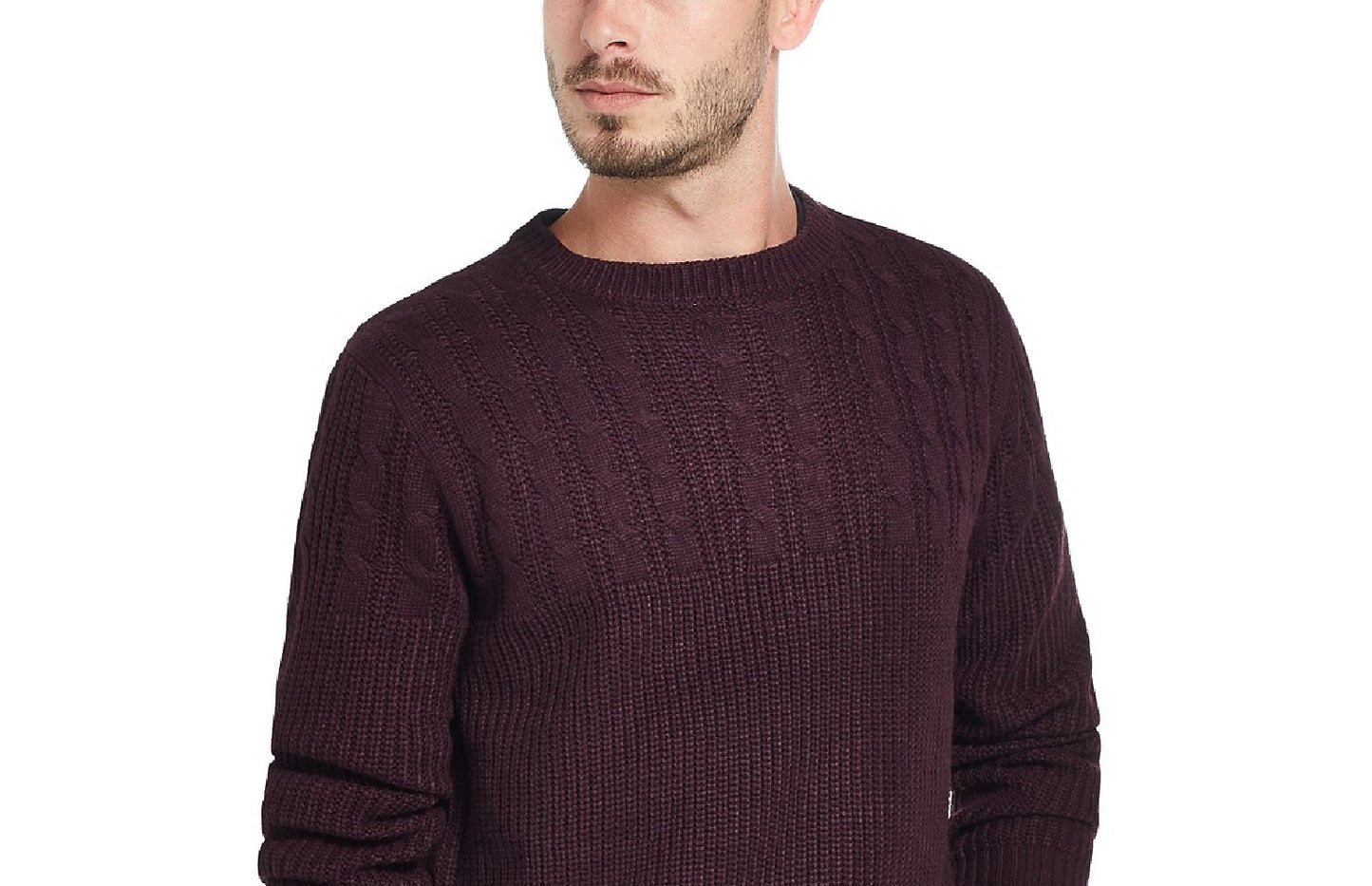 Suéter masculino vintage à prova de intempéries com gema de cabo, tamanho médio, vinho