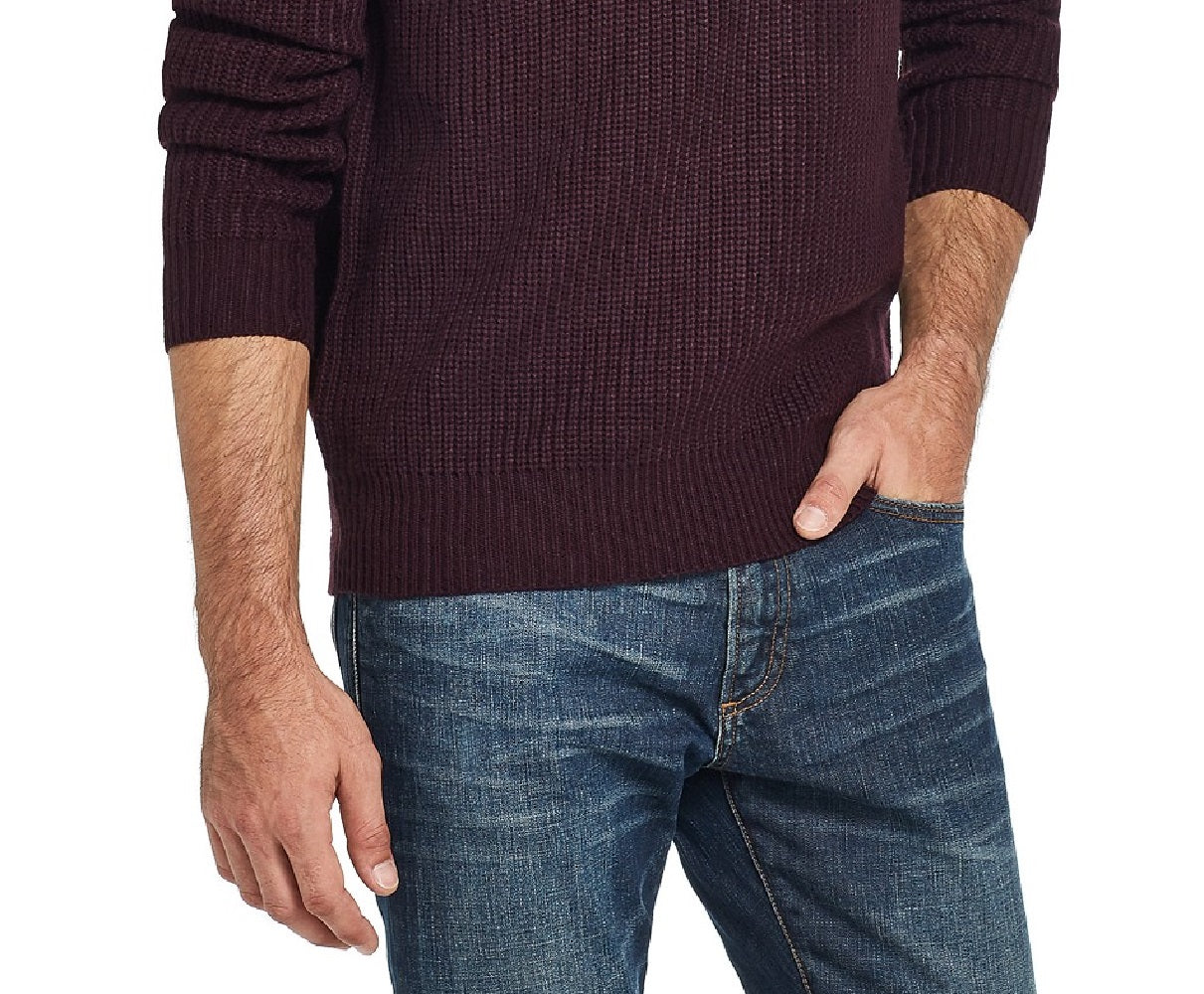 Suéter masculino vintage à prova de intempéries com gema de cabo, tamanho médio, vinho