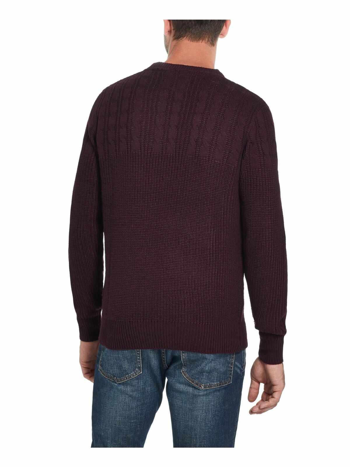 Suéter masculino à prova de intempéries Cable Yolk, vinho, tamanho pequeno