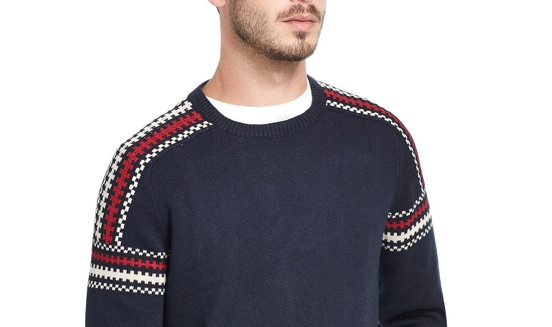 Suéter de esqui vintage masculino à prova de intempéries azul-marinho