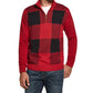 Suéter masculino xadrez Buffalo com zíper de um quarto, vintage e à prova de intempéries, vermelho, tamanho grande