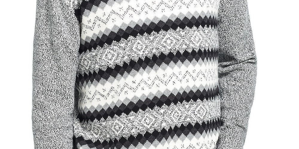 Suéter de esqui Fair Isle vintage masculino à prova de intempéries, preto, tamanho extragrande