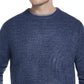 Suéter masculino vintage de malha waffle à prova de intempéries, azul, tamanho grande