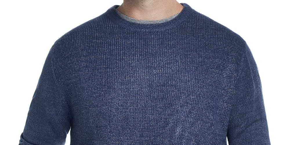 Suéter masculino vintage de malha waffle à prova de intempéries, tamanho médio, azul, pequeno
