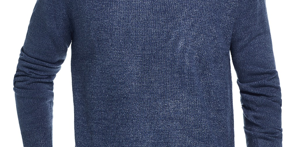 Suéter masculino vintage de malha waffle à prova de intempéries, tamanho médio, azul, pequeno
