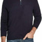 Suéter masculino vintage à prova de intempéries com zíper de um quarto e toque suave, azul-marinho, tamanho grande