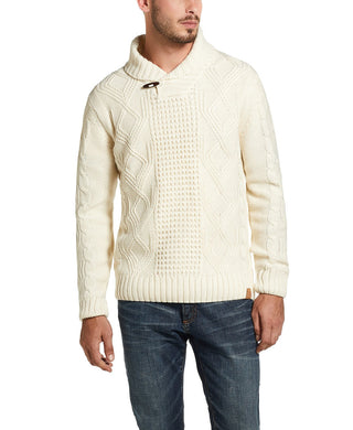 Suéter masculino à prova de intempéries estilo pescador com gola xale e tamanho pequeno