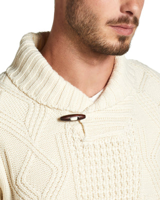 Suéter masculino à prova de intempéries estilo pescador com gola xale e tamanho pequeno