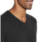 Suéter masculino impermeável com decote em V e toque suave, preto, tamanho pequeno
