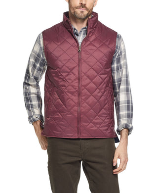Colete acolchoado masculino à prova de intempéries com estampa de diamante, tamanho 3, vinho, extra grande