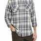 Camisa xadrez de flanela explodida vintage masculina à prova de intempéries, cinza, tamanho pequeno