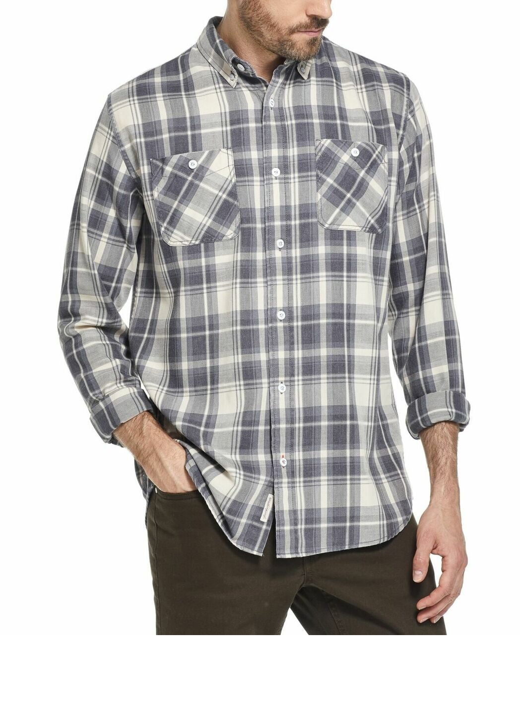 Camisa xadrez de flanela explodida vintage masculina à prova de intempéries, cinza, tamanho pequeno