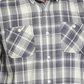Camisa xadrez de flanela explodida vintage masculina à prova de intempéries, cinza, tamanho pequeno
