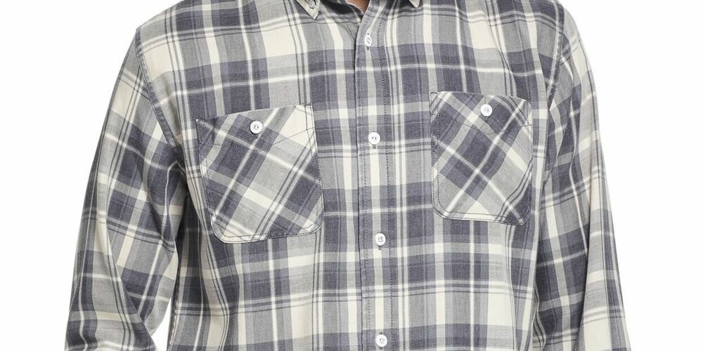 Camisa xadrez de flanela explodida vintage masculina à prova de intempéries, cinza, tamanho pequeno