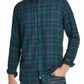 Camisa xadrez masculina de flanela antiga escovada vintage à prova de intempéries, preta, tamanho médio