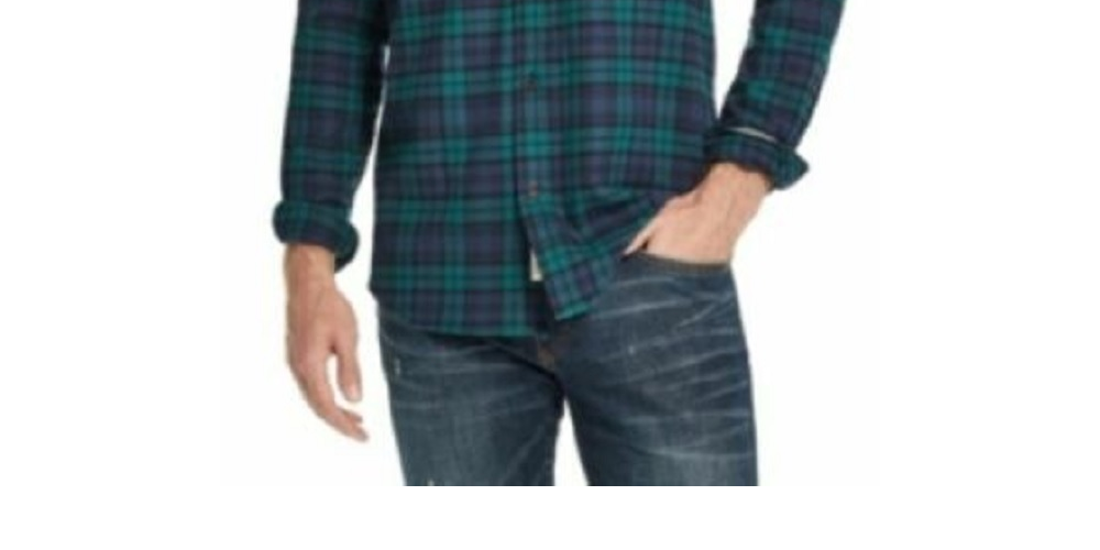 Camisa xadrez masculina de flanela antiga escovada vintage à prova de intempéries, preta, tamanho médio