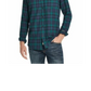 Camisa xadrez de flanela antiga escovada vintage masculina à prova de intempéries, tamanho pequeno, preta