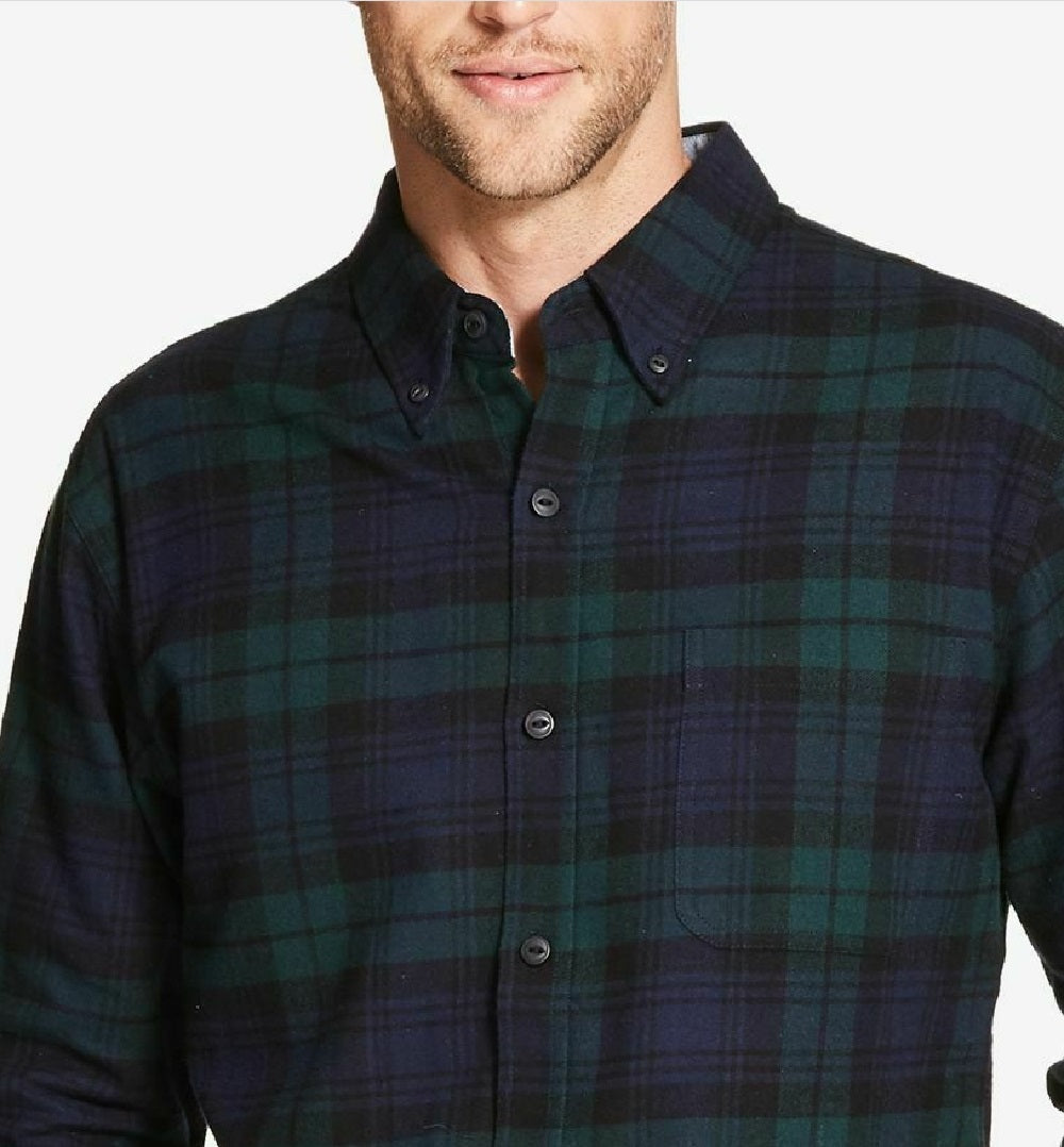 Camisa de flanela xadrez antiga masculina à prova de intempéries, verde, tamanho 3 extra grande