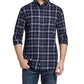 Camisa de flanela escovada vintage masculina à prova de intempéries, azul, tamanho pequeno