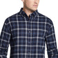 Camisa de flanela escovada vintage masculina à prova de intempéries, azul, tamanho pequeno