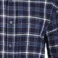 Camisa de flanela escovada vintage masculina à prova de intempéries, azul, tamanho pequeno