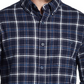 Camisa de flanela escovada vintage masculina à prova de intempéries, tamanho pequeno, azul marinho