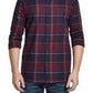 Camisa de flanela escovada vintage masculina à prova de intempéries, vermelha, tamanho pequeno