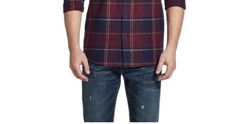 Camisa de flanela escovada vintage masculina à prova de intempéries, vermelha, tamanho pequeno