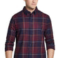 Camisa xadrez masculina de flanela antiga escovada à prova de intempéries, tamanho 2 extra grande, cor sangue de boi